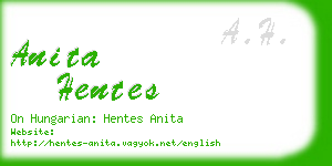 anita hentes business card